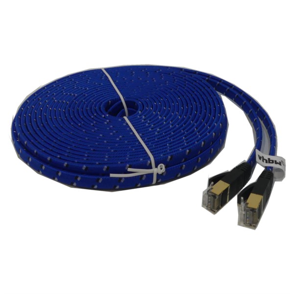 CAT7 Ethernet Kabel flach 10 Gigabit RJ45 Stecker, blau 10m LAN